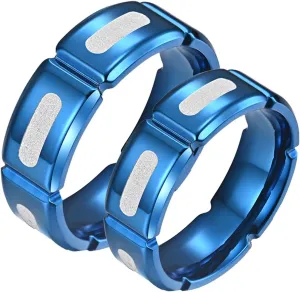 Marriage Rings for Women, Mens Rings Stainless Steel Silver Blue Ring 8mm Men's and Women's Fashion Rings
