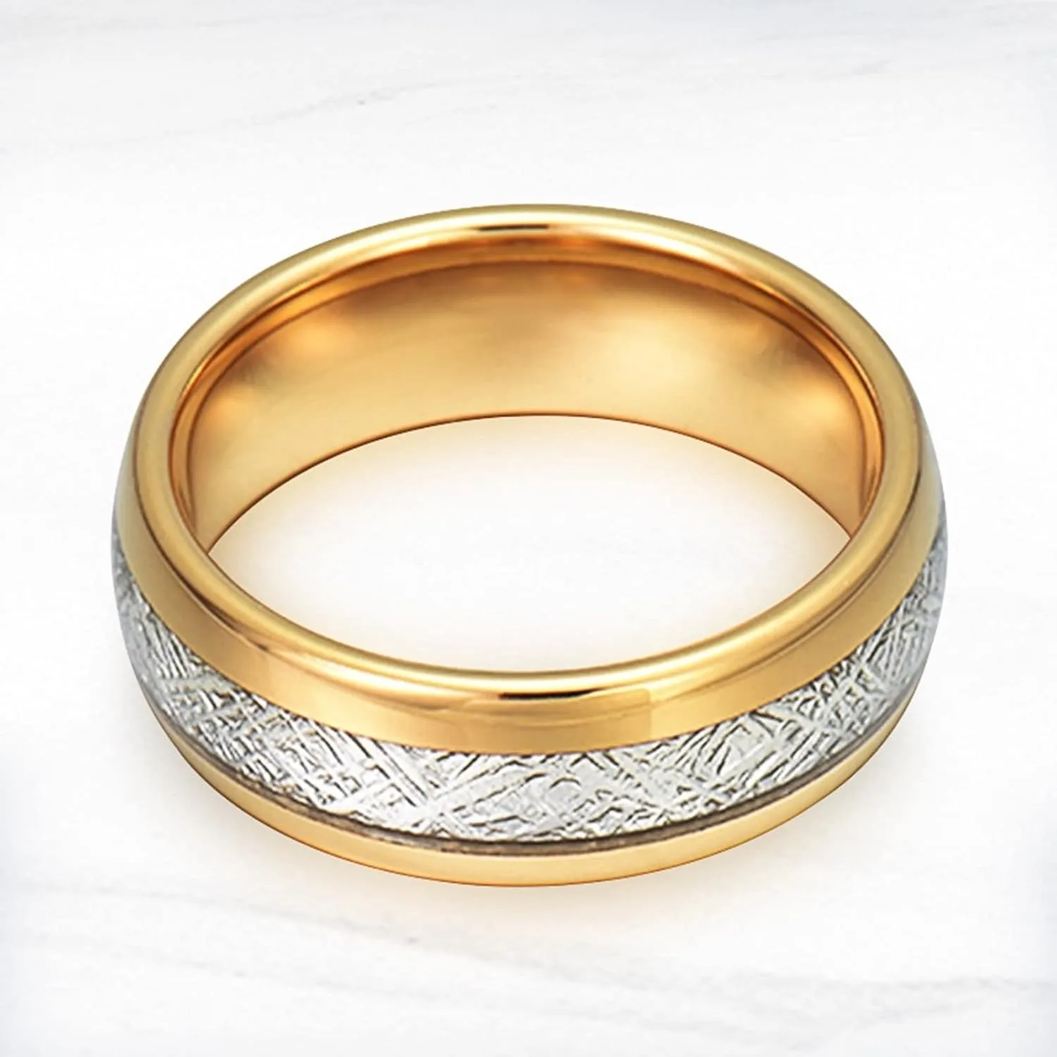 Matching Engagement Rings for Couples, Gold Tungsten Rings for Women 8mm Ring Inlay Silver Metal Engagement Couple Rings