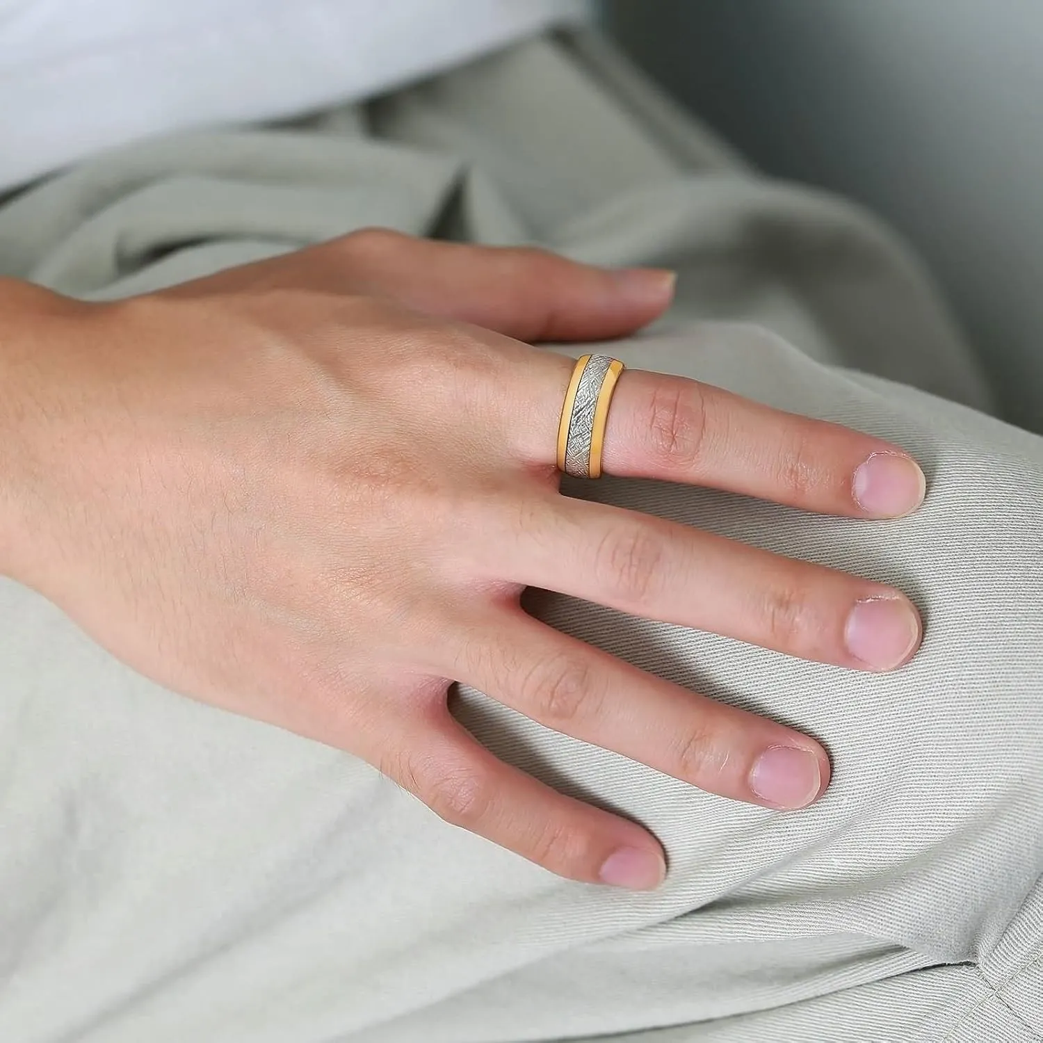 Matching Engagement Rings for Couples, Mens Tungsten Wedding Rings Silver Gold Ring 8mm Valentine's Day Couple Rings