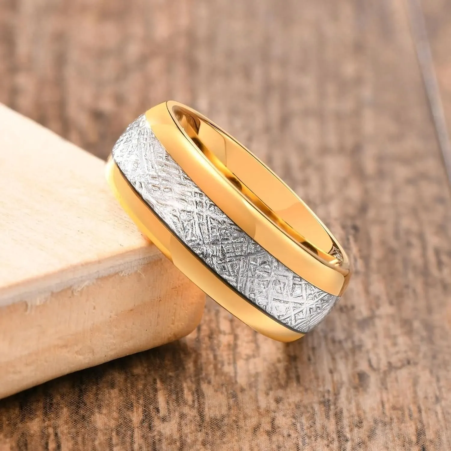 Matching Engagement Rings for Couples, Mens Tungsten Wedding Rings Silver Gold Ring 8mm Valentine's Day Couple Rings