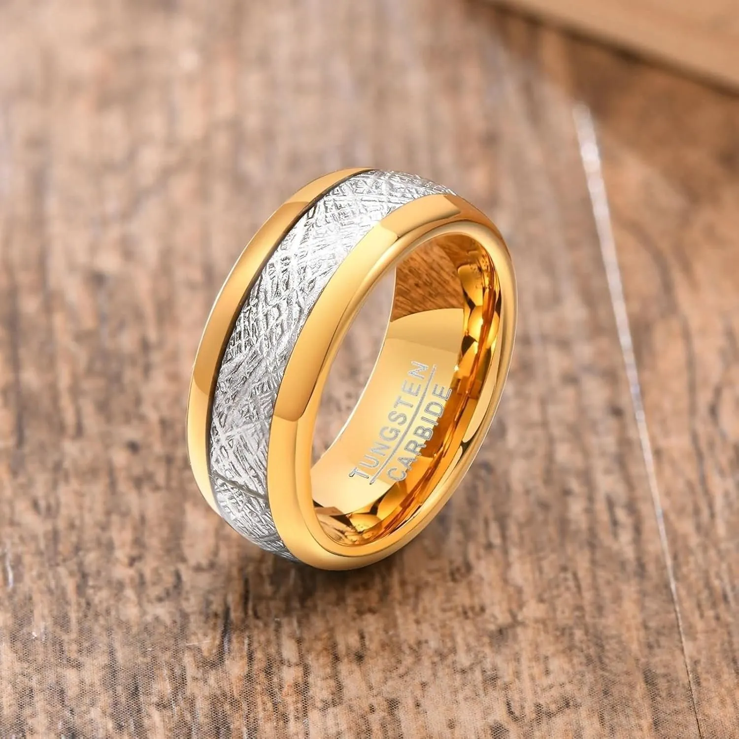 Matching Engagement Rings for Couples, Mens Tungsten Wedding Rings Silver Gold Ring 8mm Valentine's Day Couple Rings