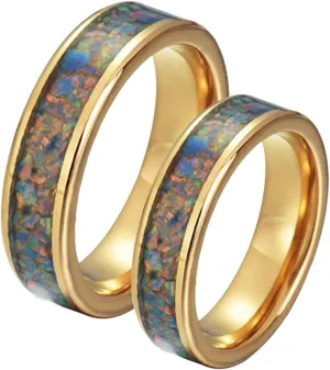Matching Rings for Couples, Mens Rings Tungsten Gold 8mm Ring Inlay Silver Metal Men's and Women's Fashion Rings