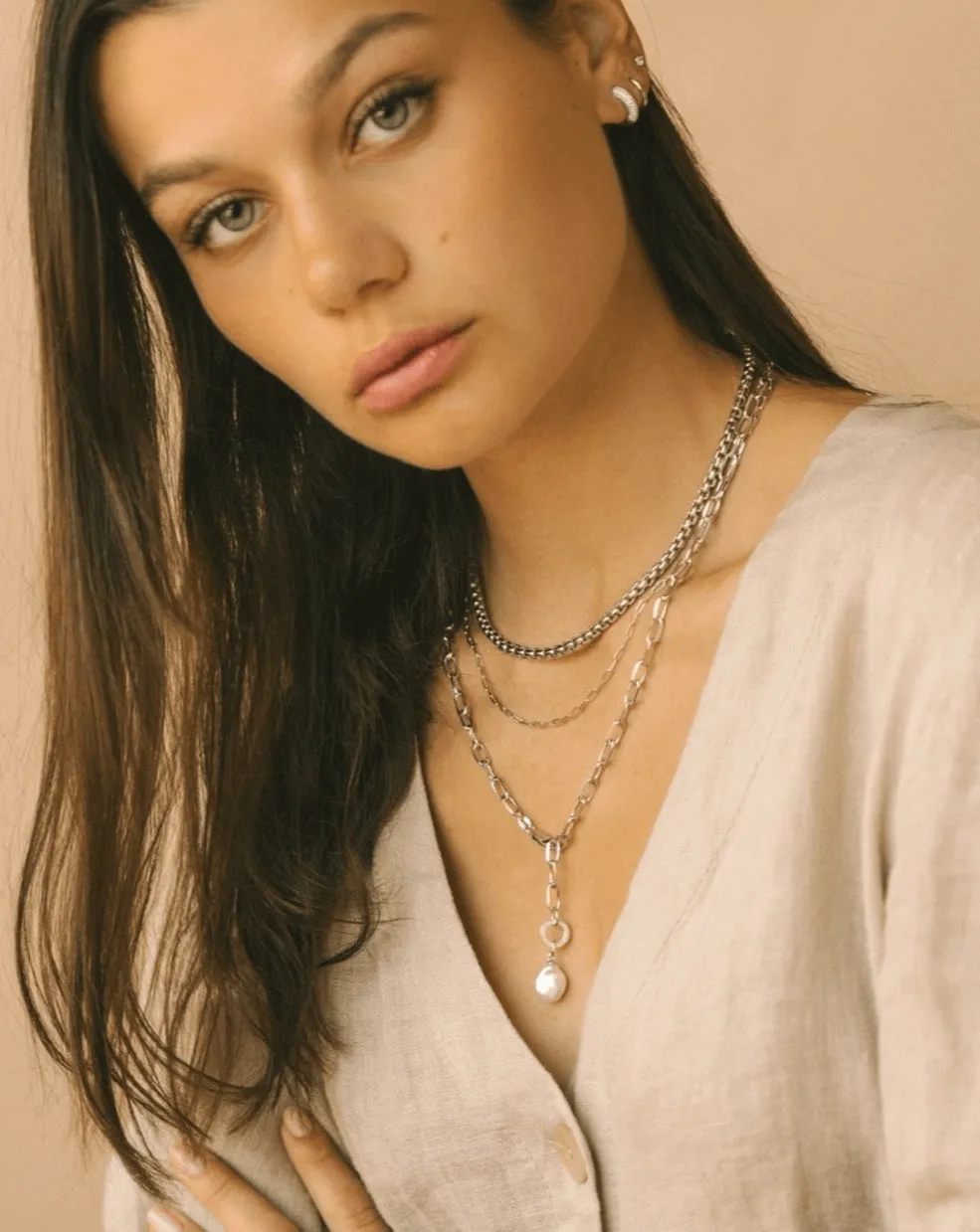 Medium Baroque Pearl Pendant - Sterling Silver