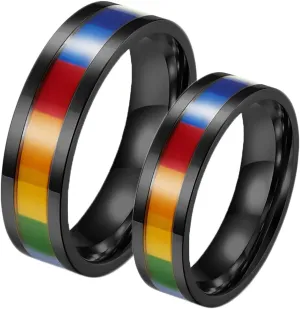 Men Simple Rings, Mens Stainless Steel Rings Black LGBT Ring 6mm Men's and Women's Fashion Rings