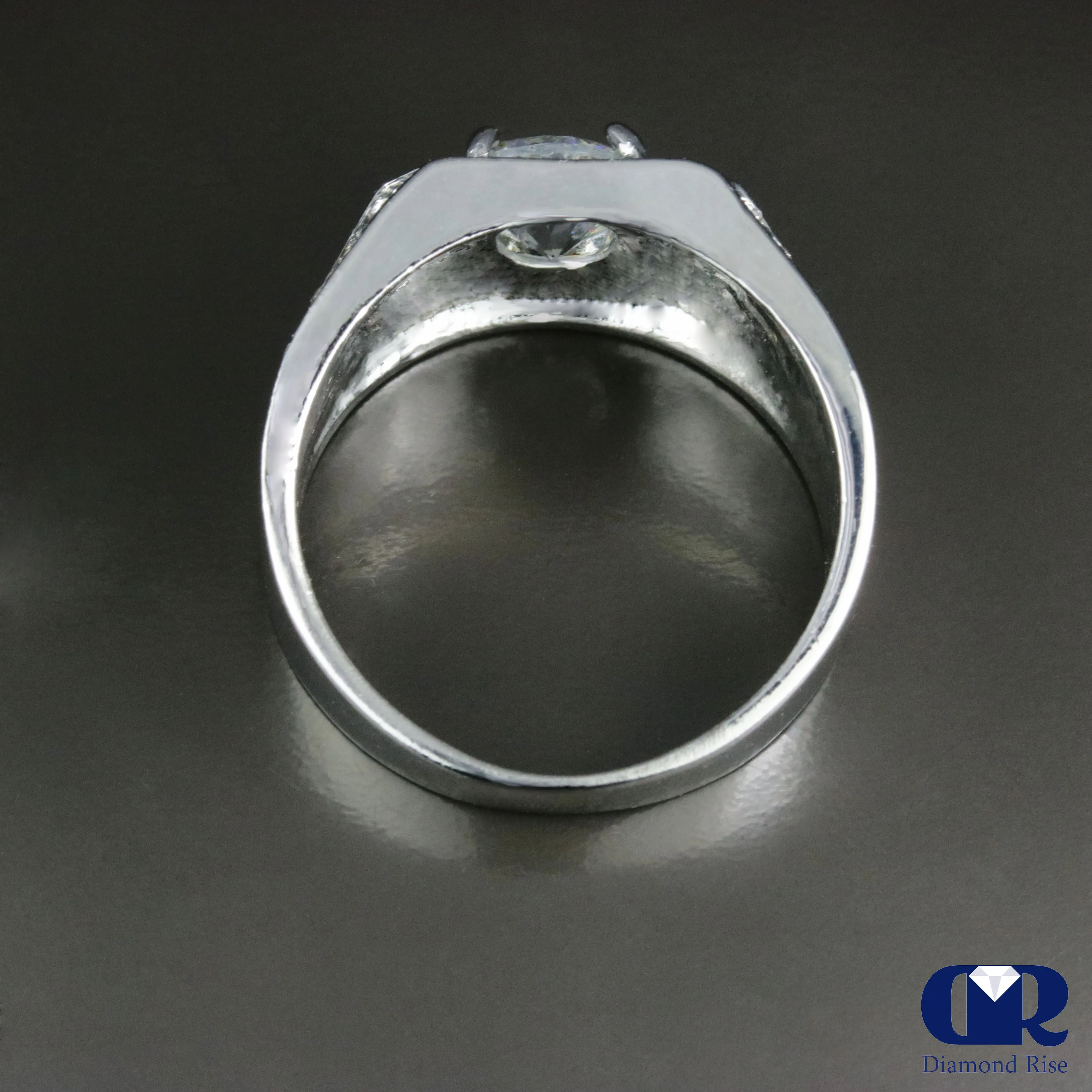 Men's Diamond Ring In 14K White Gold