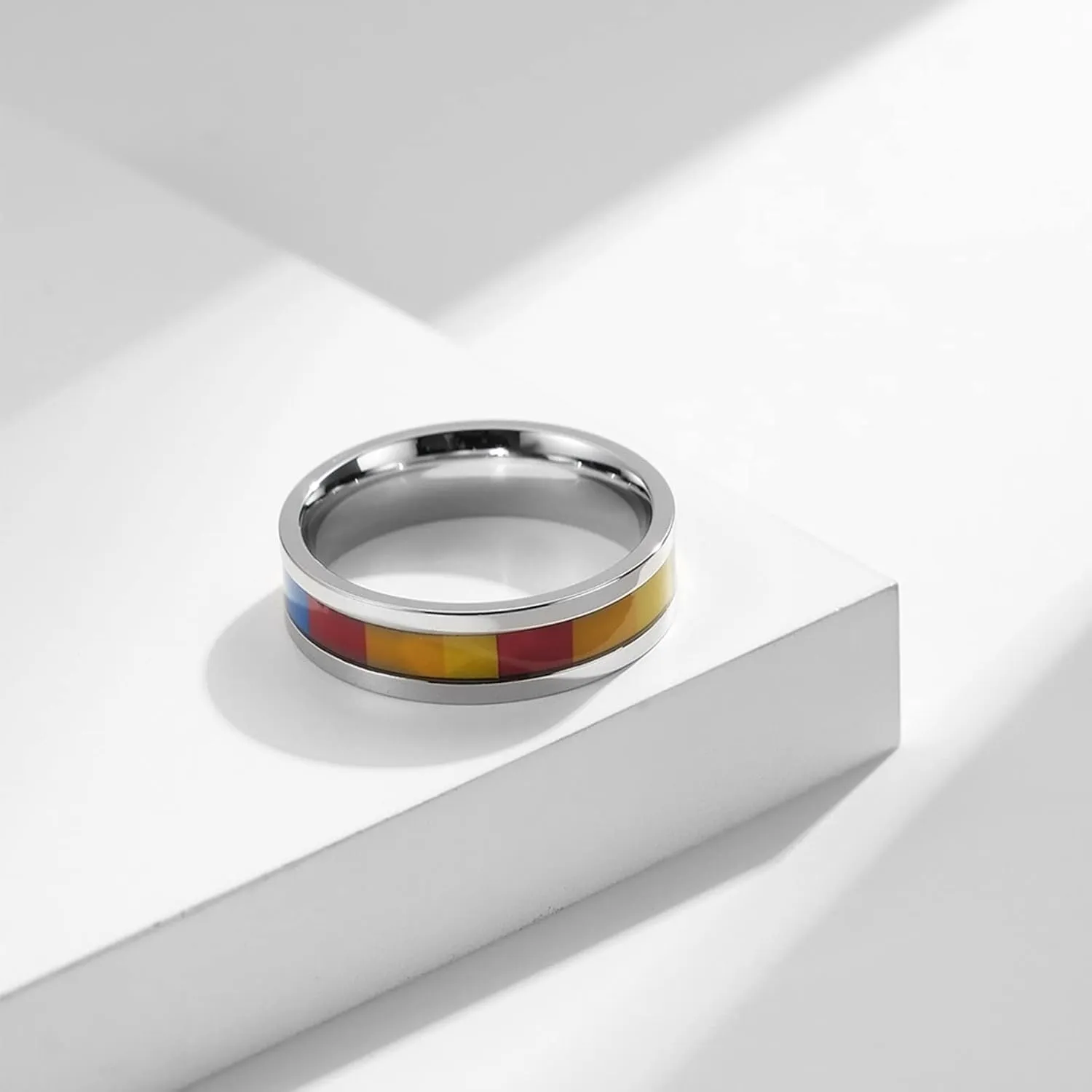 Men's Rings Silver, Stainless Steel Rings for Men Silver LGBT Ring 6mm Rings for Men and Women