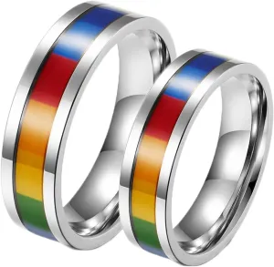 Men's Rings Silver, Stainless Steel Rings for Men Silver LGBT Ring 6mm Rings for Men and Women