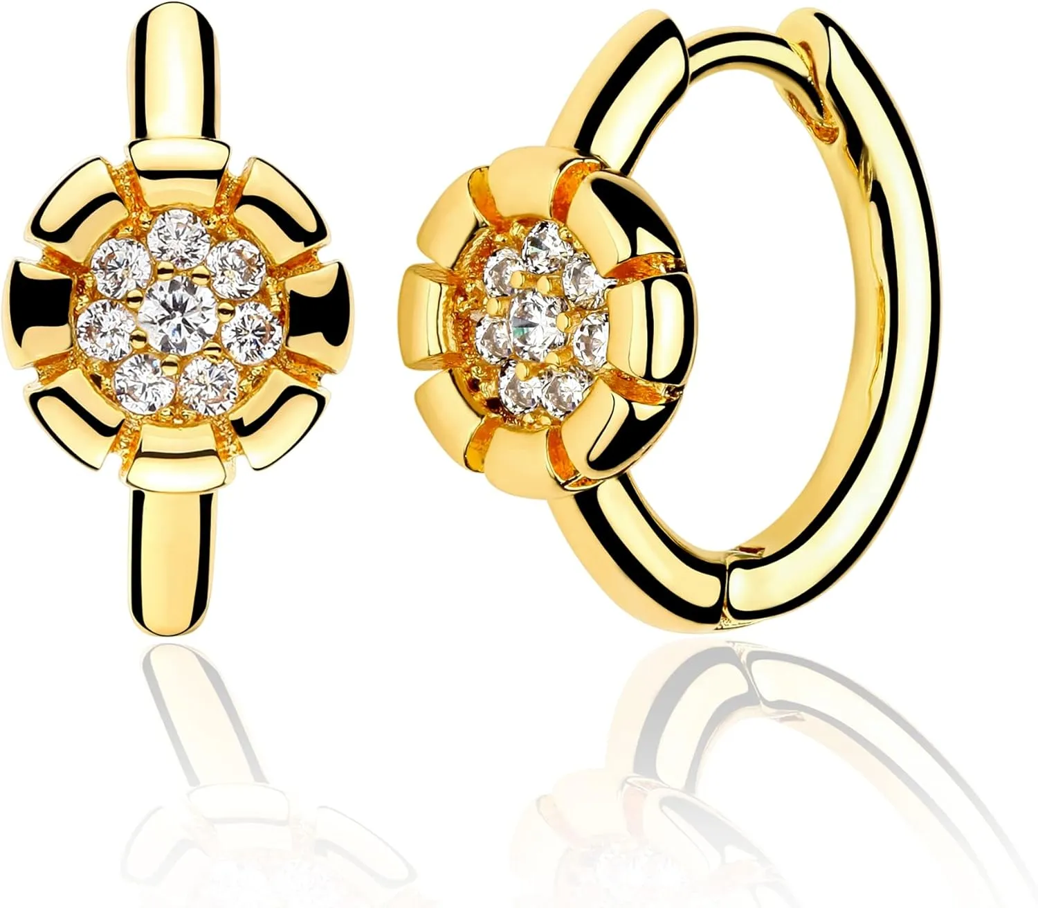 MEVECCO Gold Huggie Hoop Earrings 18K Gold Plated Lightning Nirvana of Phoenix Wave Cubic Zriconia Inlay Sleeper Handmade Ear Jewelry for Her