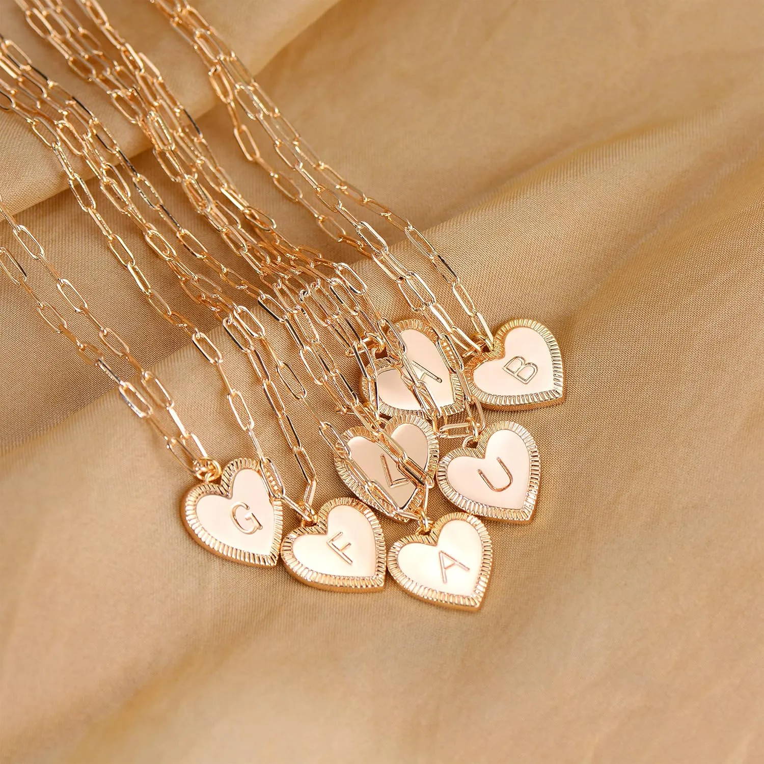 MEVECCO Gold Layered Heart Initial Necklace 18K Gold Plated Alphabet Heart Pendant Necklace Dainty Initial Letter Necklace for Women Minimalist Personalized Jewelry Gift for Her
