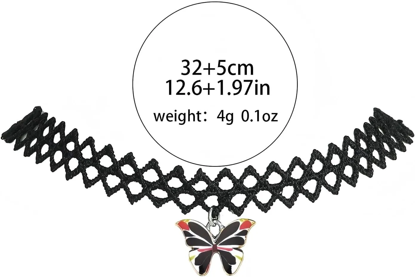 MIFYNN Black Lace Choker Necklace for Women Boho Colourful Butterfly Choker Purple Pink Butterfly Charm Necklace Stretch Lace Pendant Necklace 80s 90s Jewelry Gift