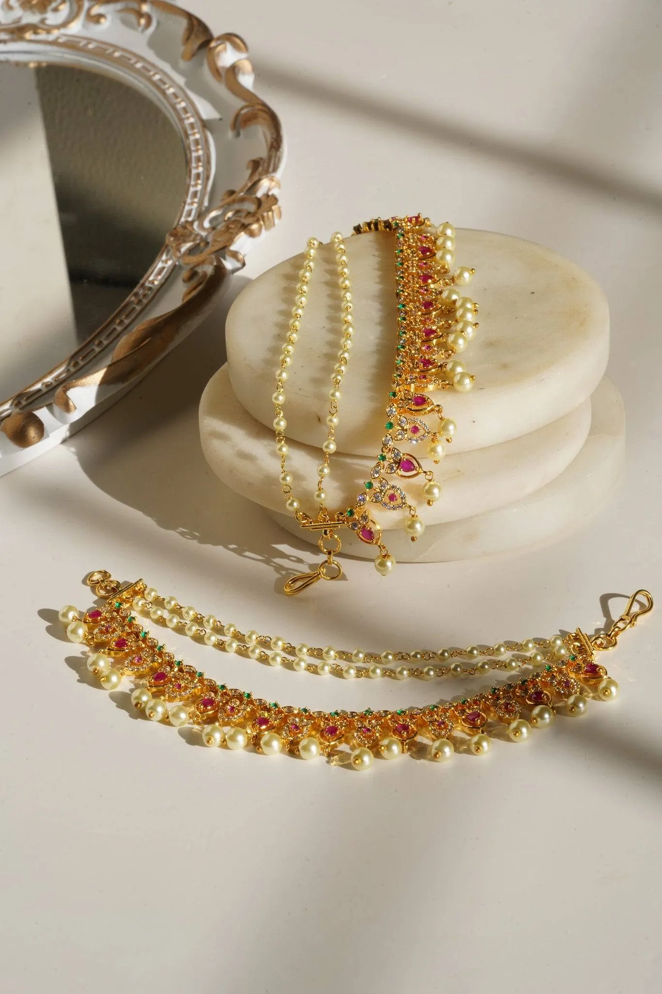 Mihika - Diamanté Accent AD Ear Chains (Set of 2)