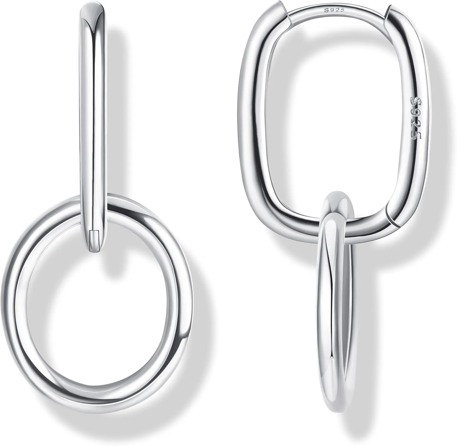 MILACOLATO 925 Sterling Silver Hoop Earrings for Women 18K Gold Silver Plated Drop Dangle Hoop Earrings with Charms Cross Spike Moon Star Paperclip Link Statement Earrings Convertible Link Huggie Earrings Hypoallergenic
