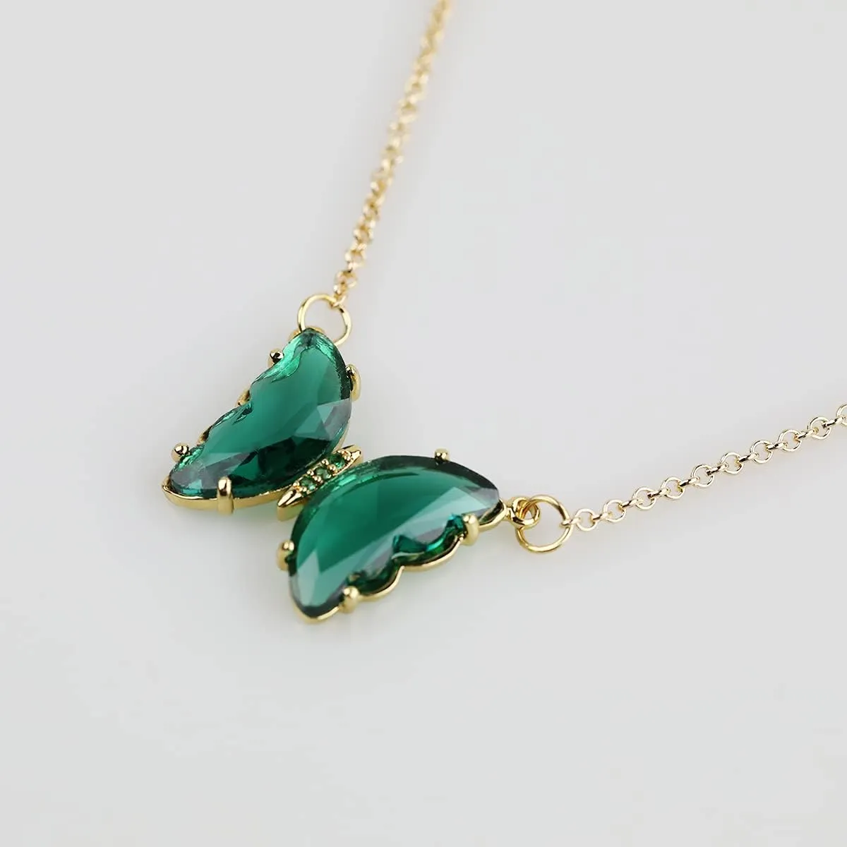 MISS RIGHT Butterfly Jewelry Birthstone Necklaces and Sterling Silver Stud Earrings for Women Trendy, Dainty Womens Preppy Aesthetic Crystal Jewelry