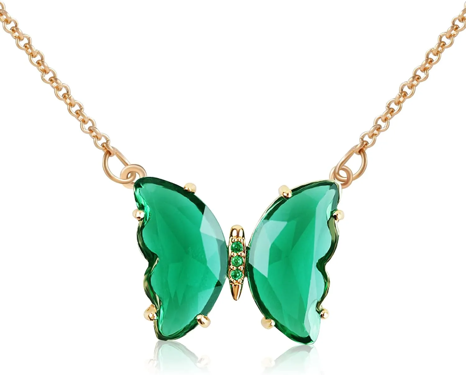 MISS RIGHT Butterfly Jewelry Birthstone Necklaces and Sterling Silver Stud Earrings for Women Trendy, Dainty Womens Preppy Aesthetic Crystal Jewelry