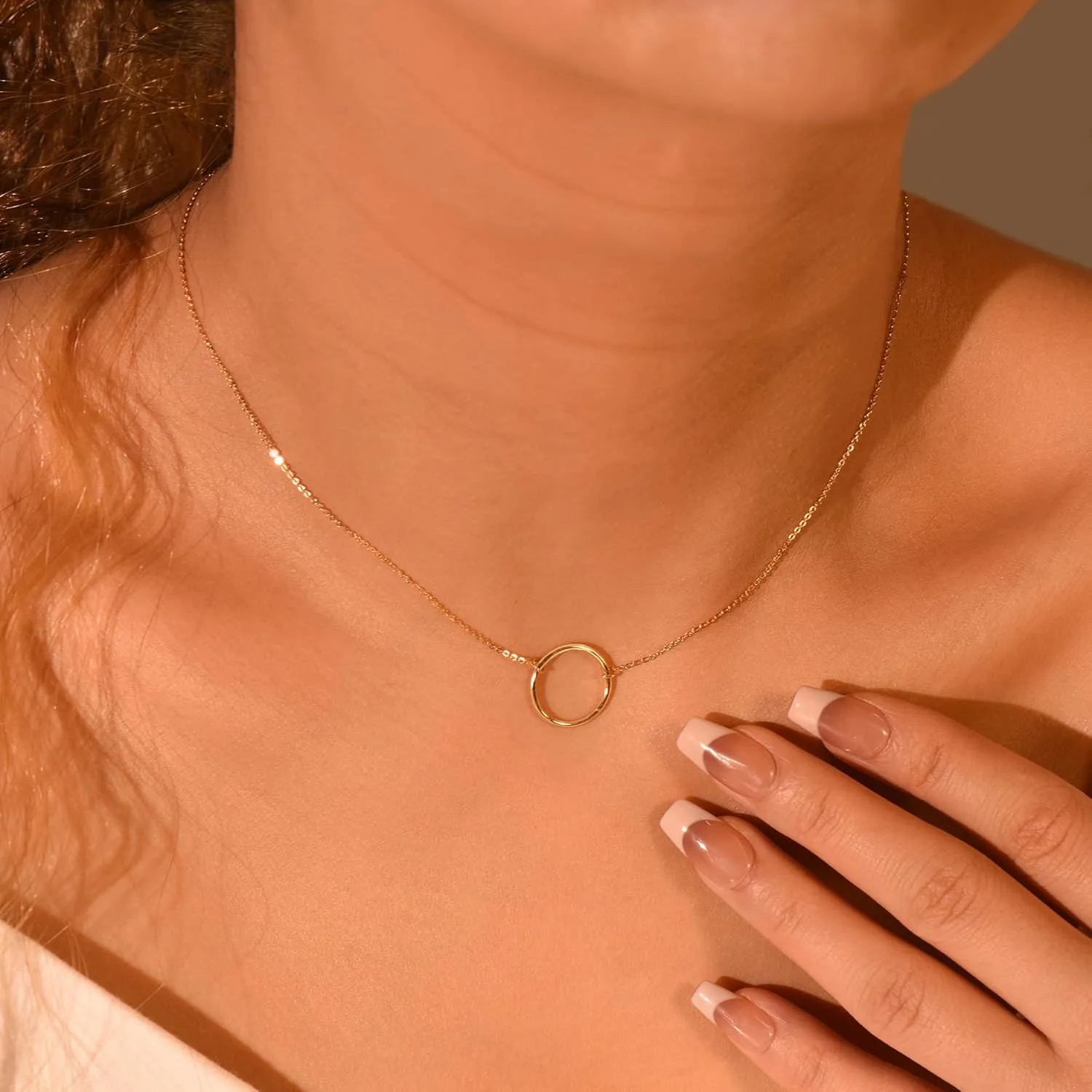 MOLEVY Choker Necklace for Women 14k Gold Plated Necklaces Silver Necklace Dainty Chain Necklaces Shiny Cross Circle Beads Rope Gold Paperclip Chain Necklace Everyday Jewelry Gift