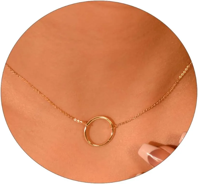 MOLEVY Choker Necklace for Women 14k Gold Plated Necklaces Silver Necklace Dainty Chain Necklaces Shiny Cross Circle Beads Rope Gold Paperclip Chain Necklace Everyday Jewelry Gift
