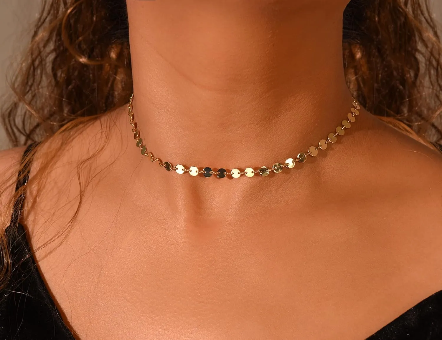 MOLEVY Choker Necklace for Women 14k Gold Plated Necklaces Silver Necklace Dainty Chain Necklaces Shiny Cross Circle Beads Rope Gold Paperclip Chain Necklace Everyday Jewelry Gift