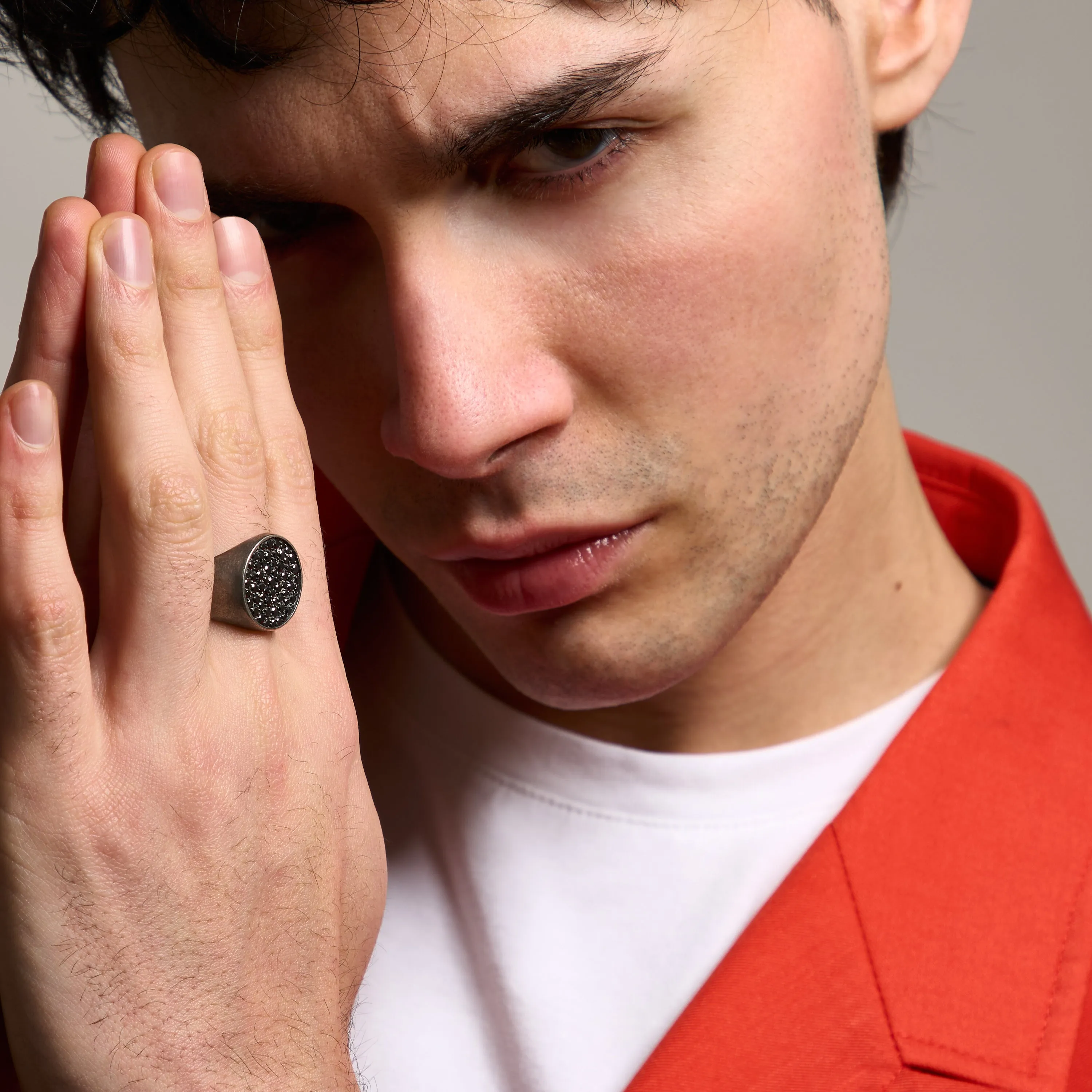 MONETA Black Diamonds Signet Ring