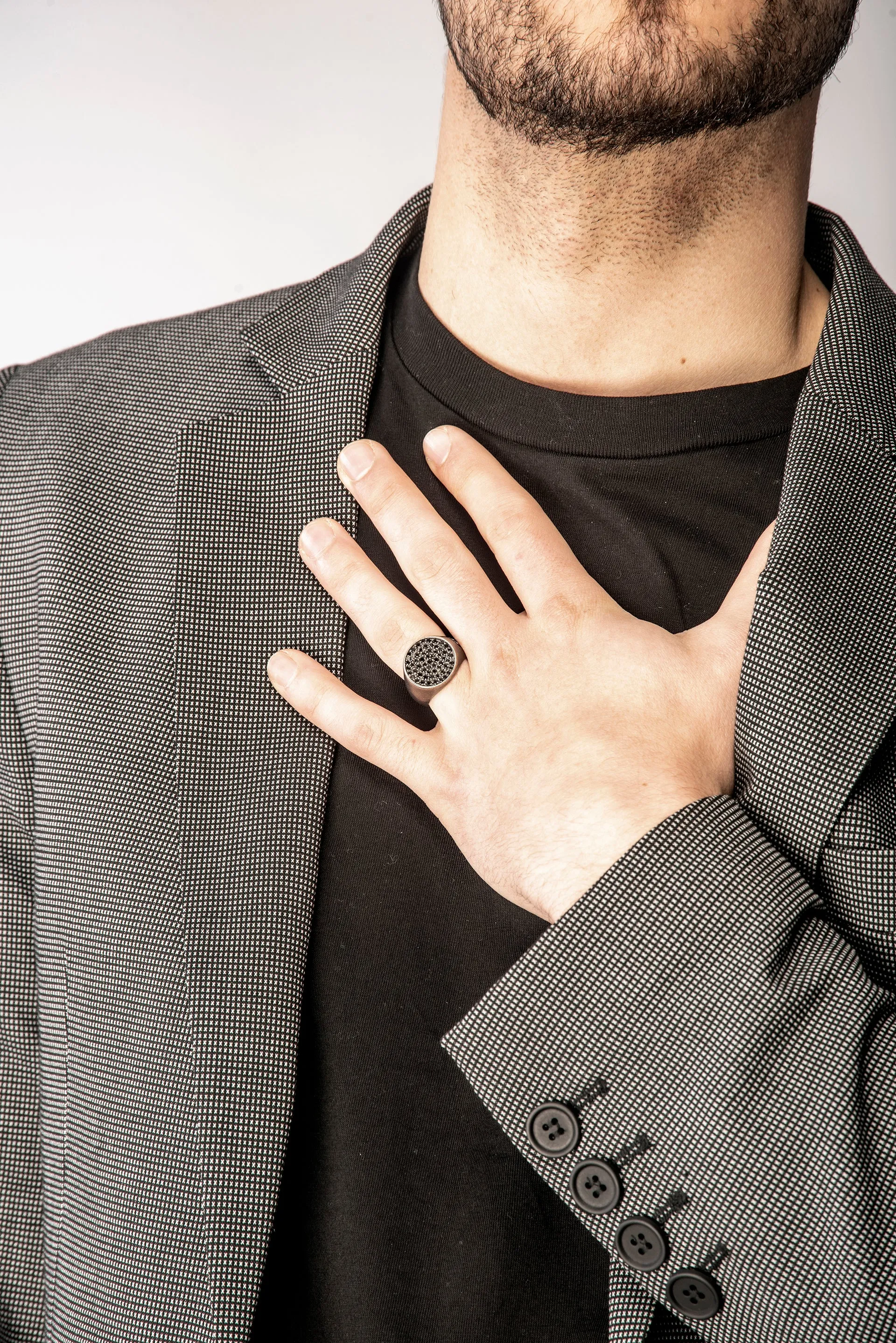 MONETA Black Diamonds Signet Ring