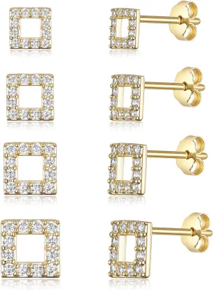 Mouse Earrings Set 18K Gold/White/Rose Gold Plated Hypoallergenic Stud Earrings for Women Sensitive Ears