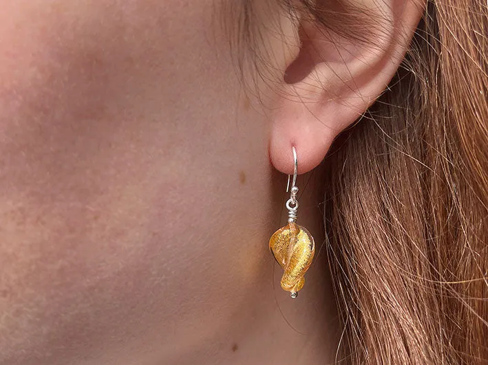 Murano Glass Twist Earrings - Burgundy