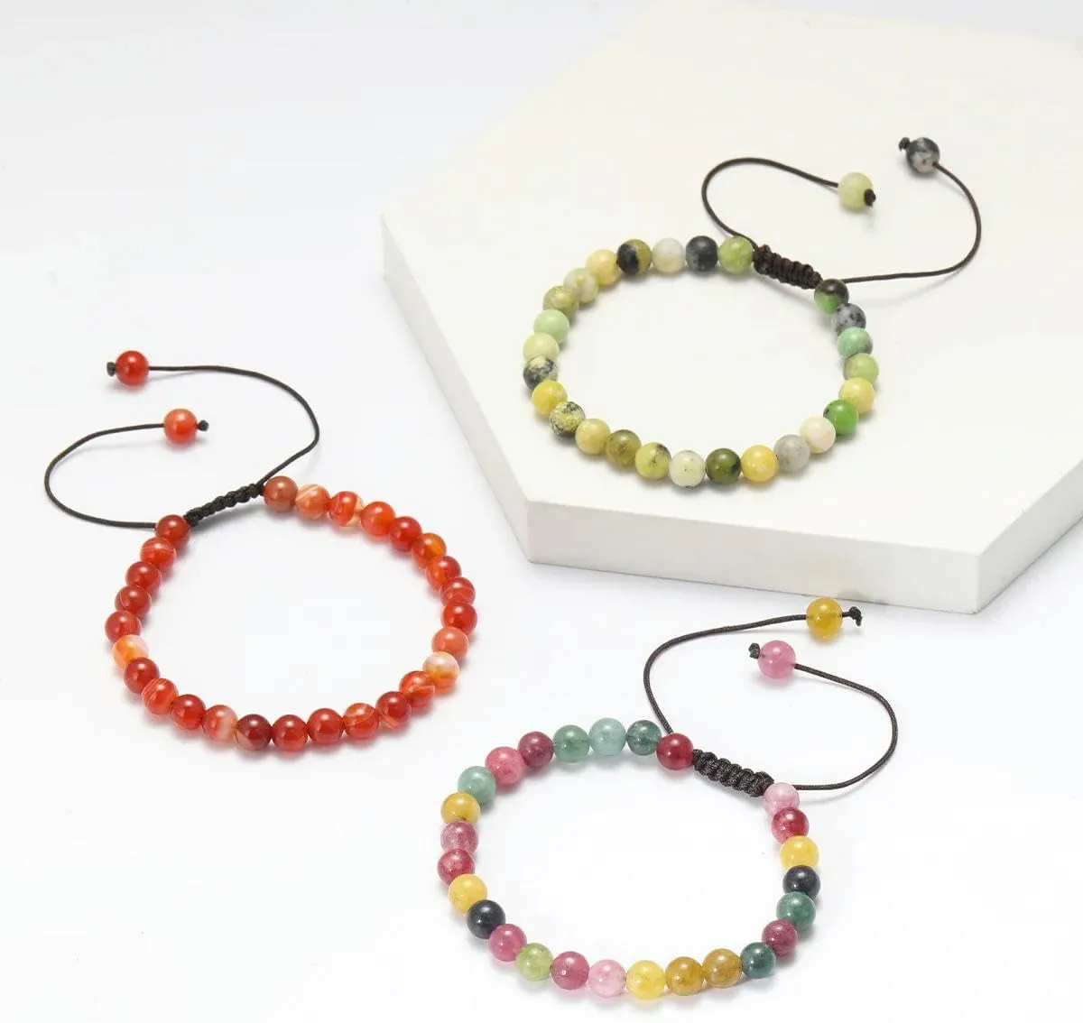 Natural Stone Braided Bracelet Men's Natural Stone Black Onyx Bracelet Handmade Bracelet Yoga