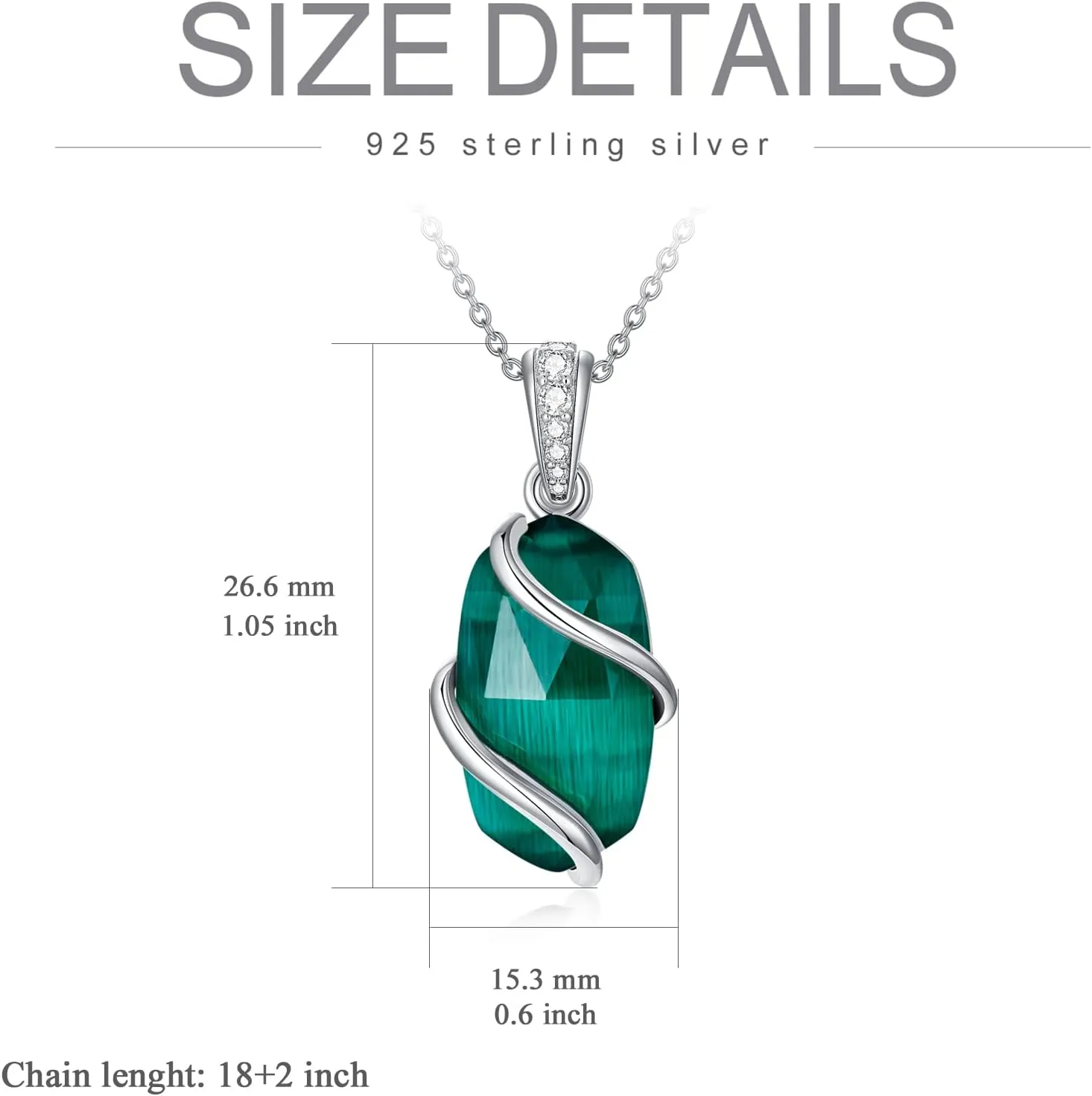 Necklace for Women 925 Sterling Silver Dainty Gemstone Pendant Fine Jewelry Birthday Christmas Gifts for Women Her