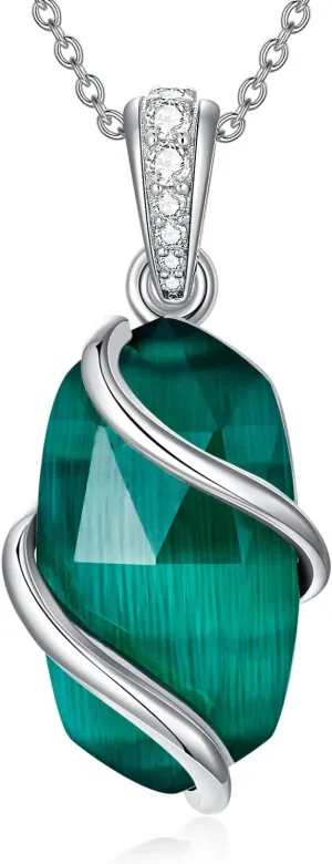 Necklace for Women 925 Sterling Silver Dainty Gemstone Pendant Fine Jewelry Birthday Christmas Gifts for Women Her