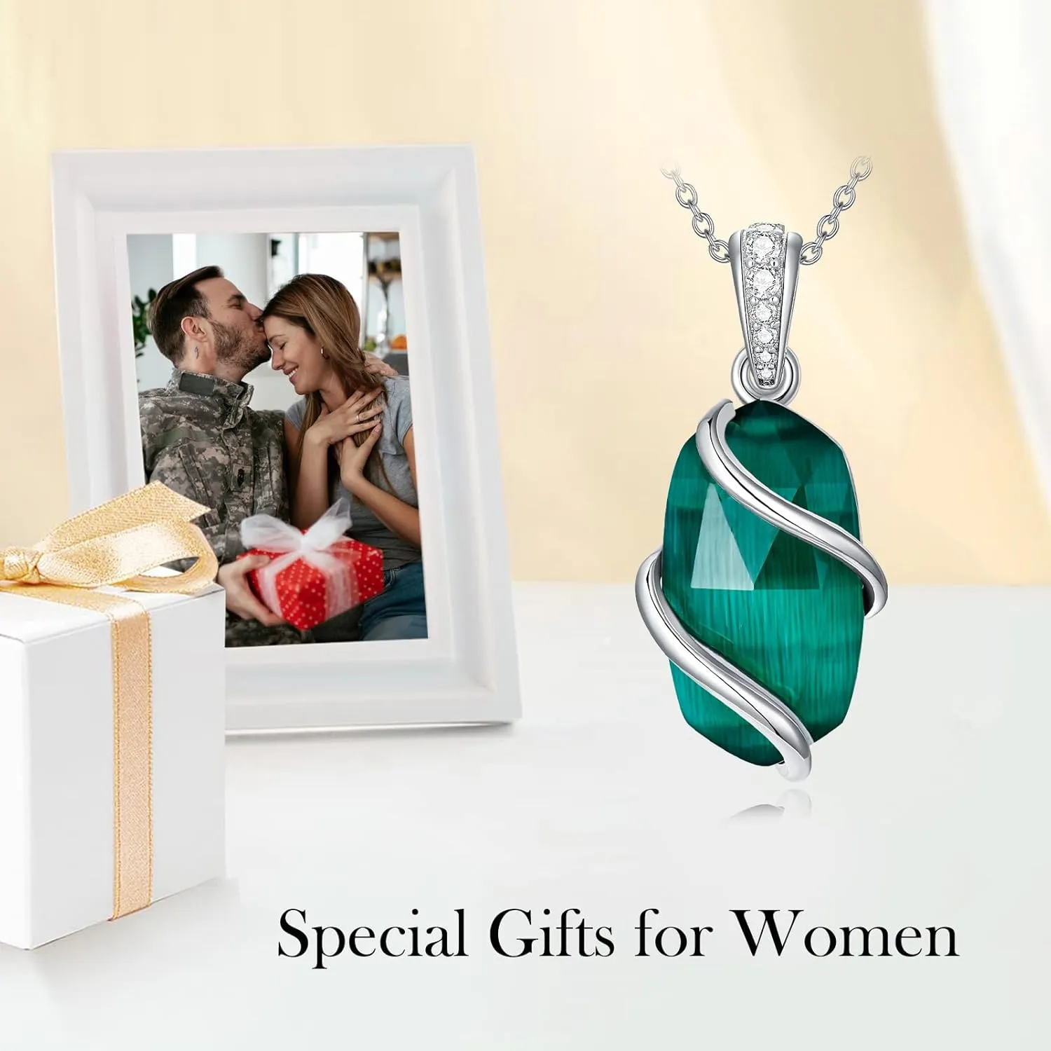 Necklace for Women 925 Sterling Silver Dainty Gemstone Pendant Fine Jewelry Birthday Christmas Gifts for Women Her