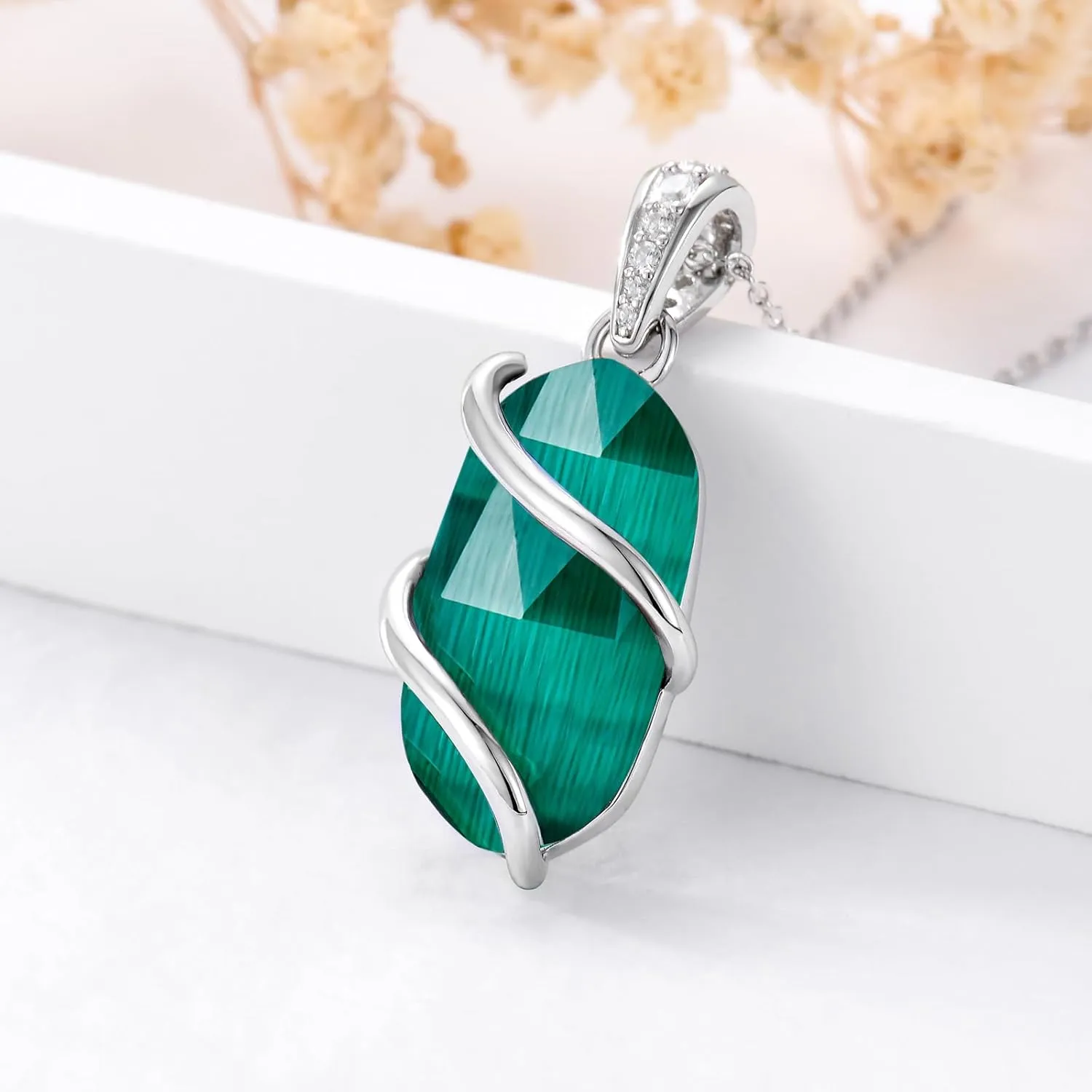 Necklace for Women 925 Sterling Silver Dainty Gemstone Pendant Fine Jewelry Birthday Christmas Gifts for Women Her