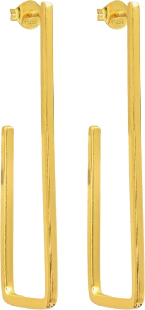 NILOY Gold Plated statement Earrings Small Huggie Hoop Earrings Rectangle earrings Hypoallergenic, lightweight and comfortable Earring