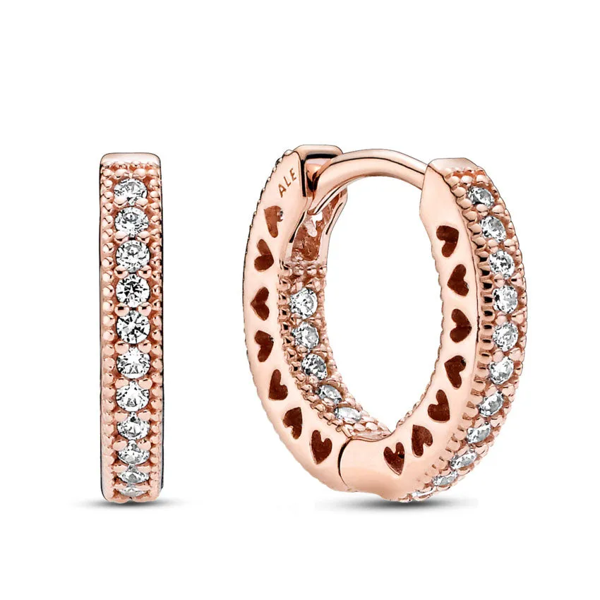 Pandora Hearts of Pandora Clear CZ 15MM Hoop Earrings