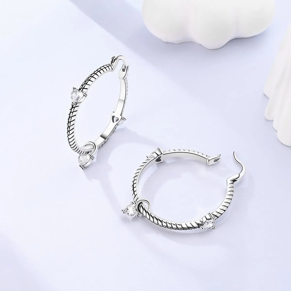 Parmuz 925 Sterling Silver Earrings Big Large Hoops for Women Ladies Lightweight Twisted Hoop Earrings With Cubic Zirconia Hypoallergenic Jewelry for Her