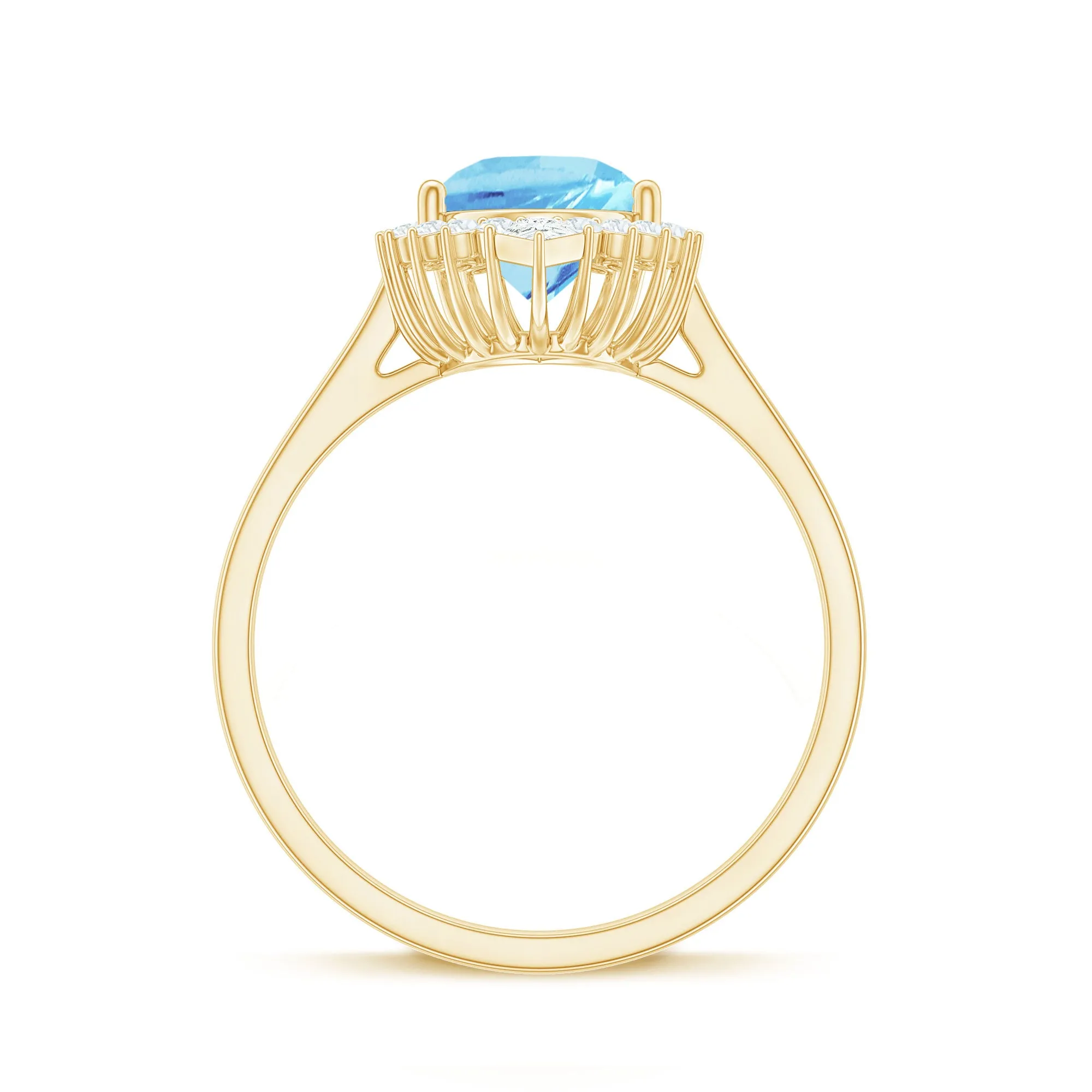 Pear Shape Aquamarine Statement Engagement Ring with Diamond Halo