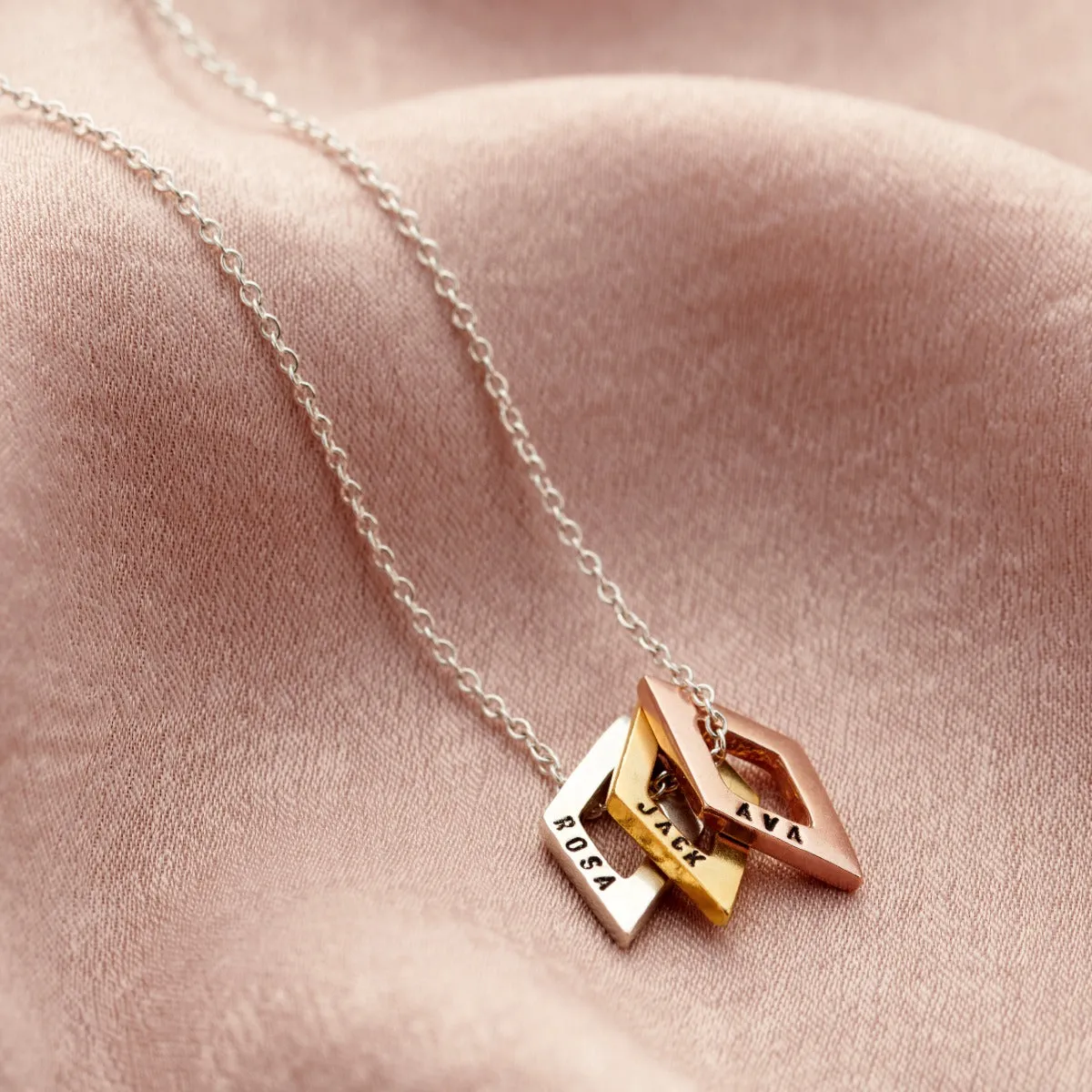 Personalised Geometric Mini Open Rhombus Necklace