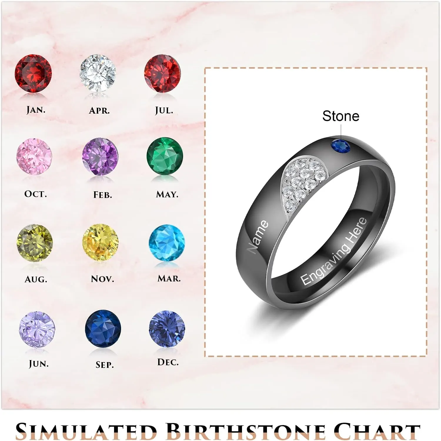 Personalized Couples Rings - Matching Promise Rings for Him & Her - Wedding Engagement Band Sets