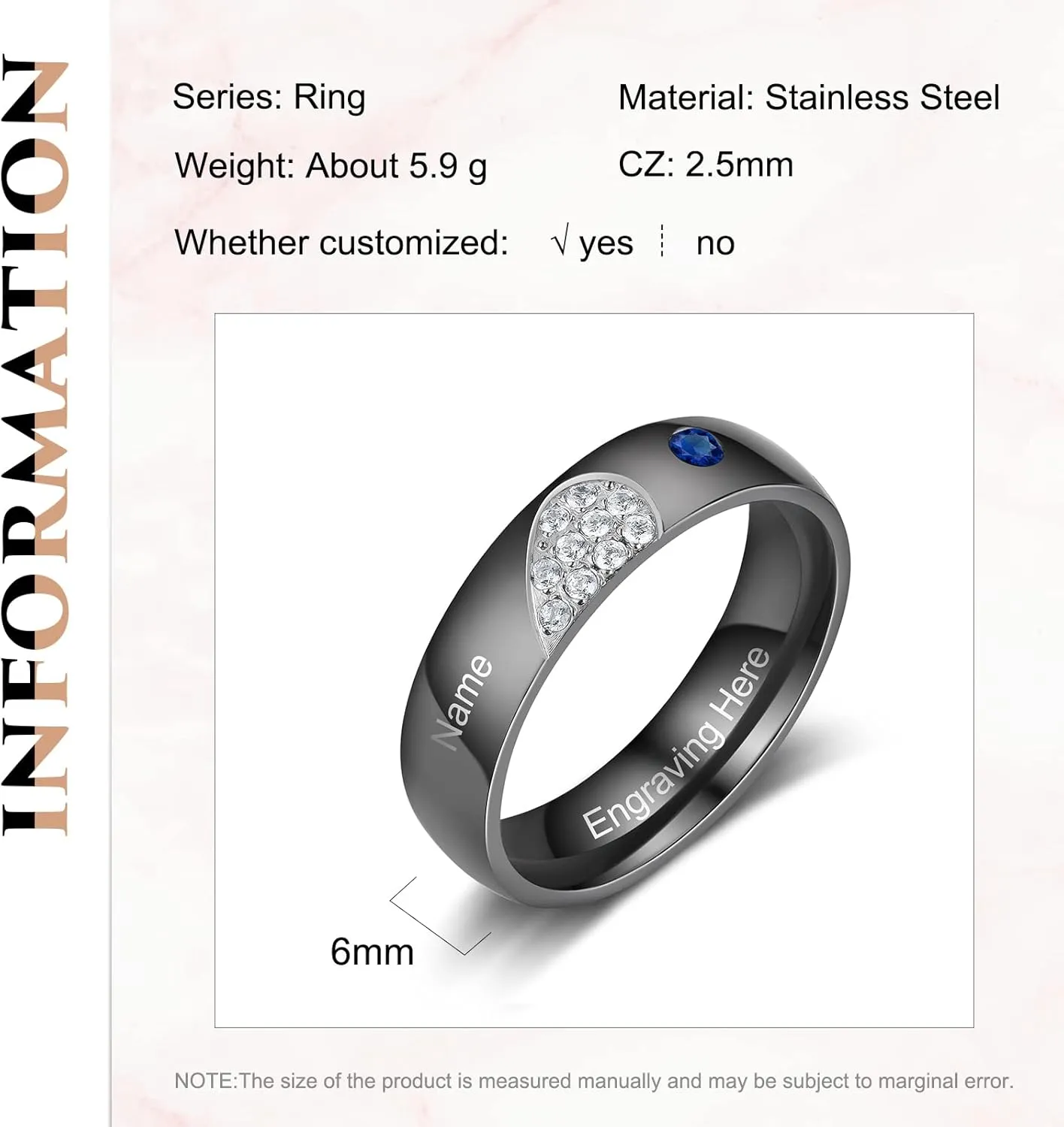 Personalized Couples Rings - Matching Promise Rings for Him & Her - Wedding Engagement Band Sets