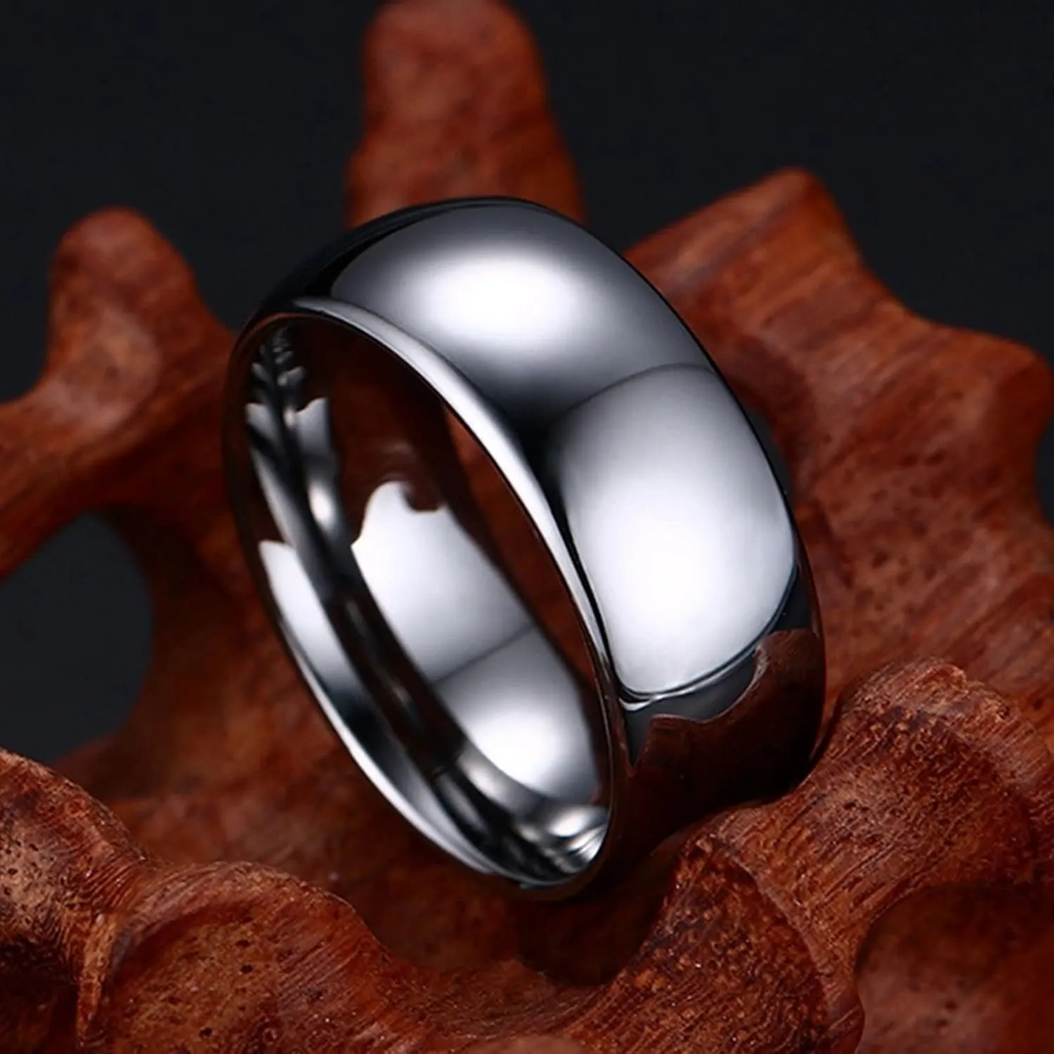 Personalized Rings Engraved Couple Rings for Men and Women,Tungsten Rings Wedding Silver Rose Gold Ring with Round 8MM Rings Couple