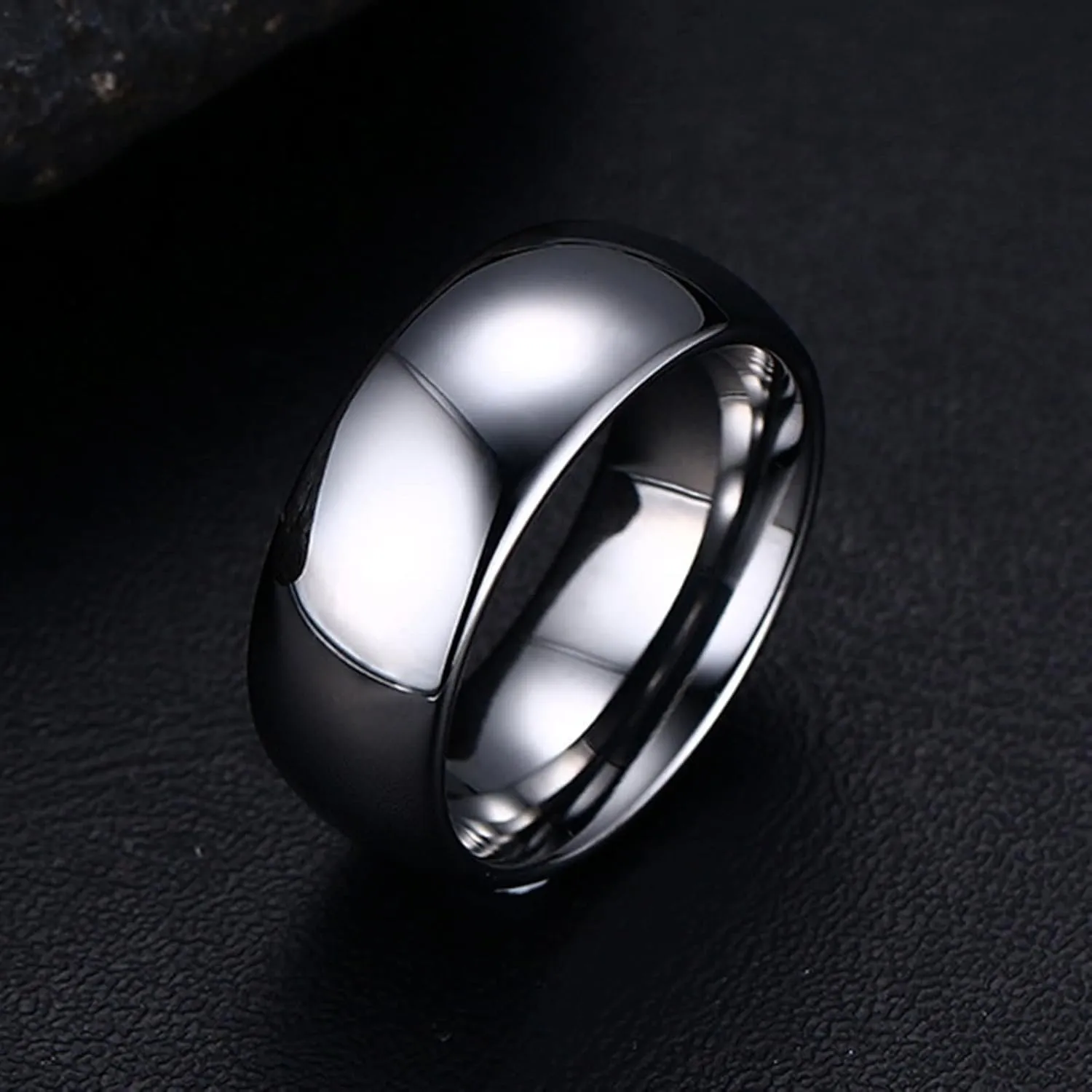Personalized Rings Engraved Couple Rings for Men and Women,Tungsten Rings Wedding Silver Rose Gold Ring with Round 8MM Rings Couple