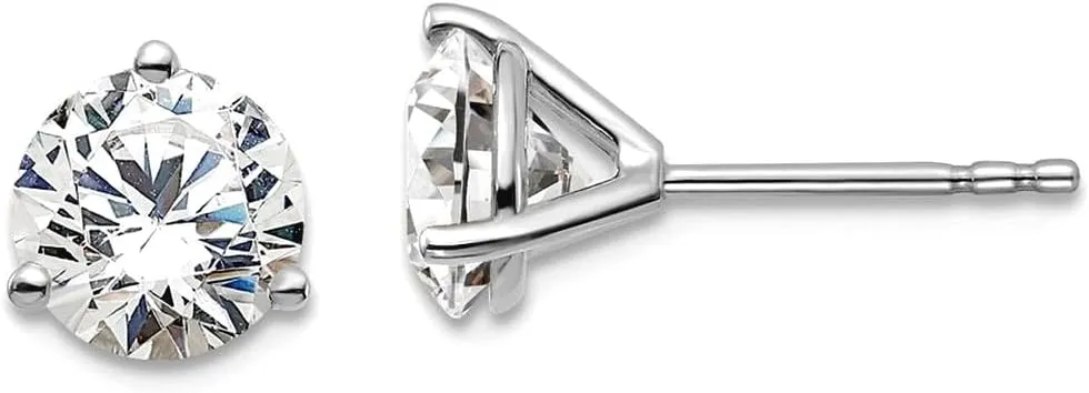 Plat 1 1/2 Ctw Cert Lab Grown Diamond VS  F  Round 3 Prong Heavy Weight Earrings 6.5x6mm Wide Stud Earring for Women