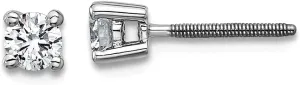 Plat 1/3 Ctw Lab Grown Diamond VS  F  Round 4 Prong Heavy Weight Screw Back Earrings 3.65x3.65mm Wide Stud Earring for Women