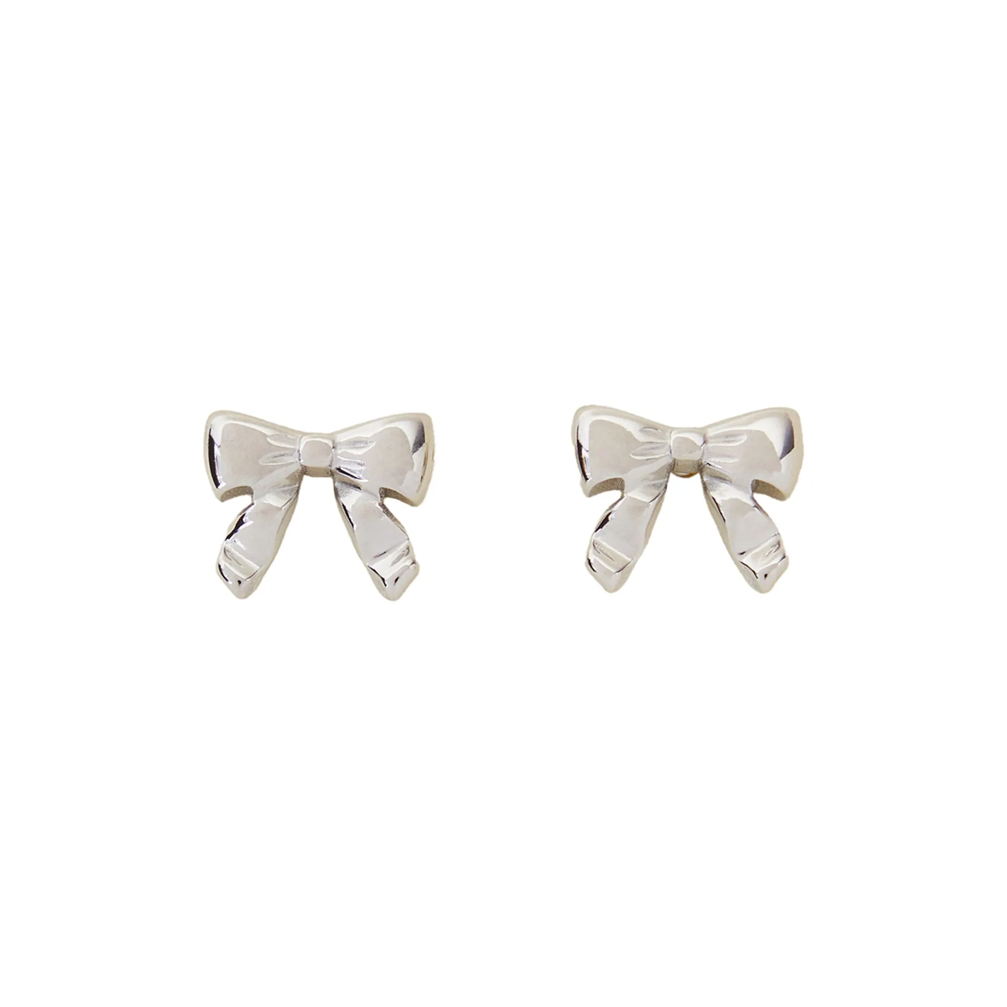 Platinum Plated Waterproof Bow Stud Earrings