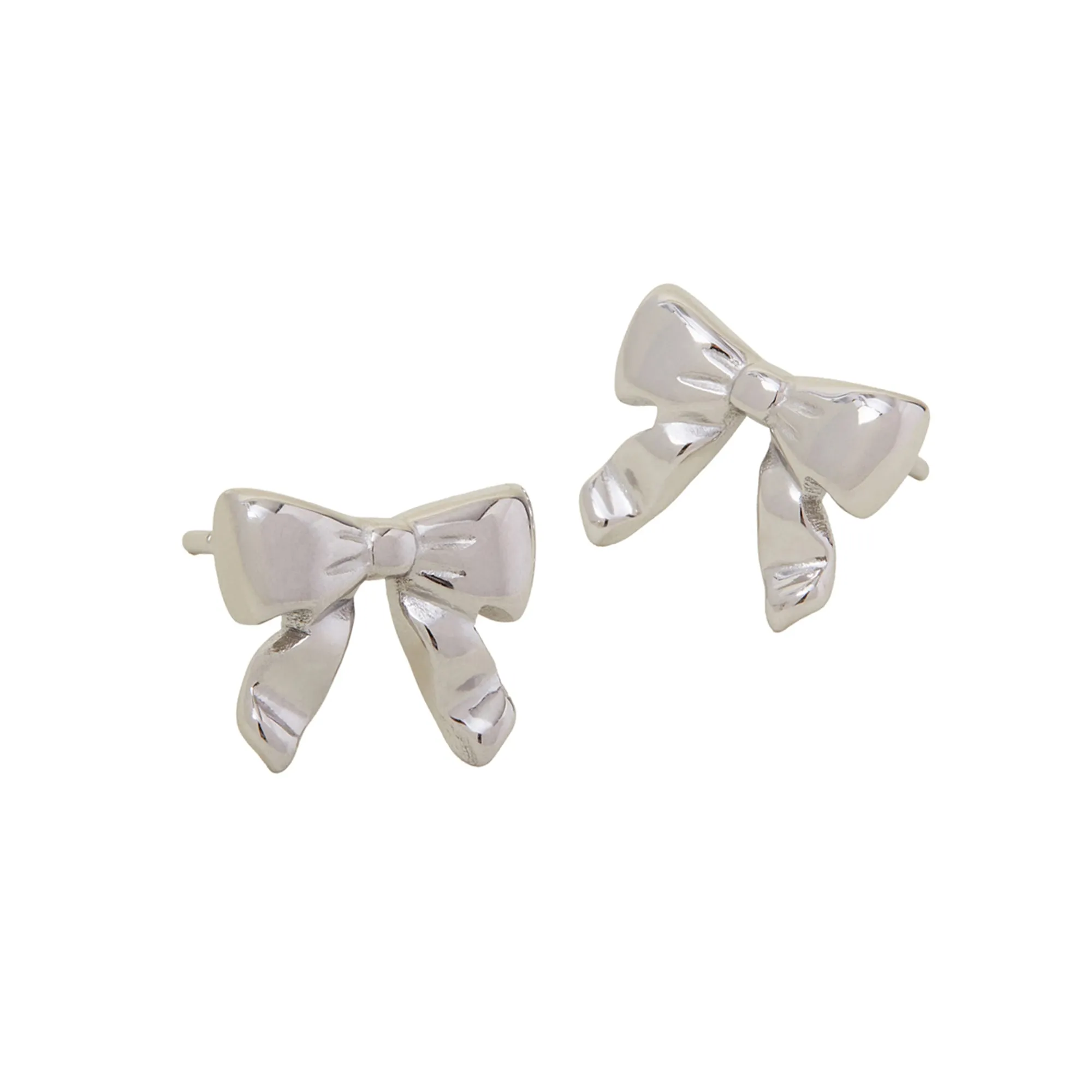 Platinum Plated Waterproof Bow Stud Earrings