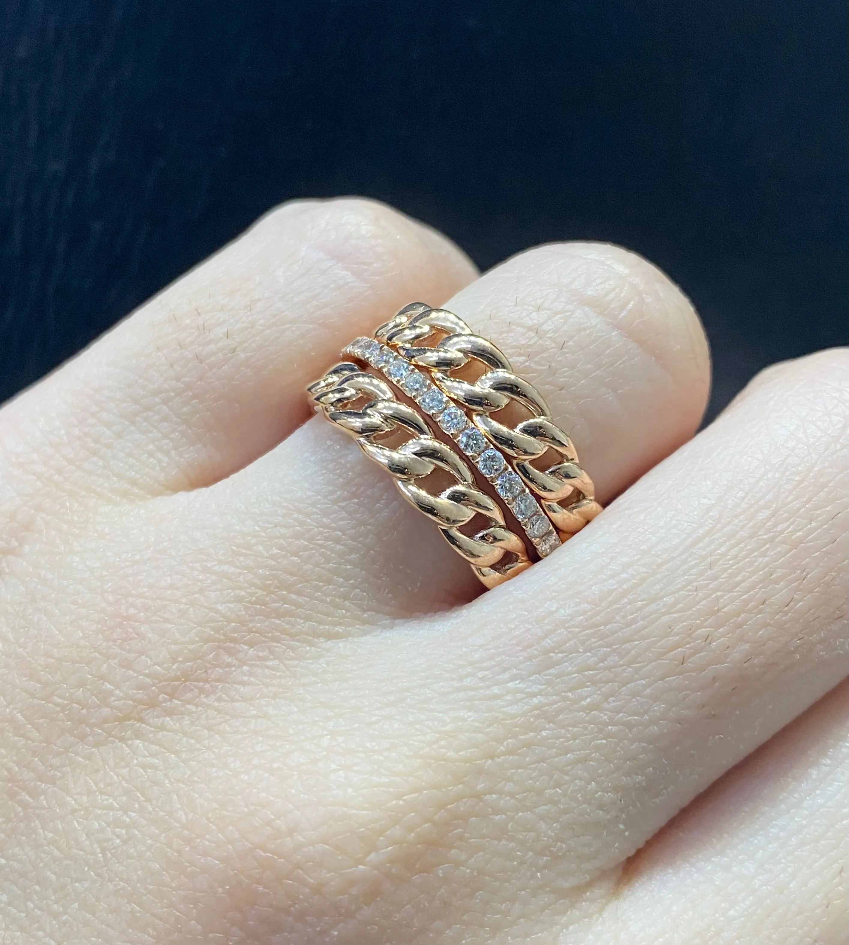 PREORDER | Rose Chain Statement Diamond Ring 14kt