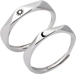 PRETYZOOM 1pair Couples Sun and Moon Matching Lightweight Promise for Him and Her Unique Design Symbolizing Eternal Love for Weddings and Anniversaries