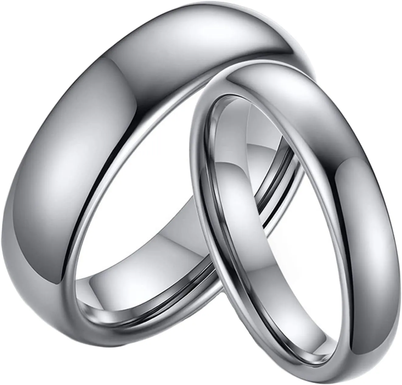 Promise Rings Personalized Engagement Ring Couple,Rings Tungsten Wedding 3/6MM Silver Ring with Polished Round Couple Promise Rings