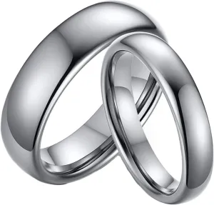 Promise Rings Personalized Engagement Ring Couple,Rings Tungsten Wedding 3/6MM Silver Ring with Polished Round Couple Promise Rings