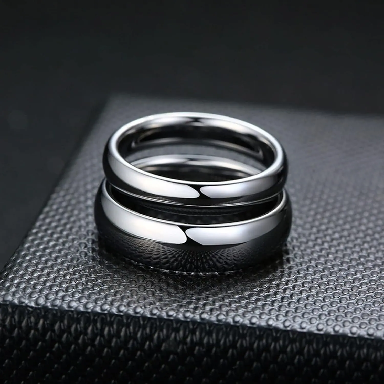 Promise Rings Personalized Engagement Ring Couple,Rings Tungsten Wedding 3/6MM Silver Ring with Polished Round Couple Promise Rings
