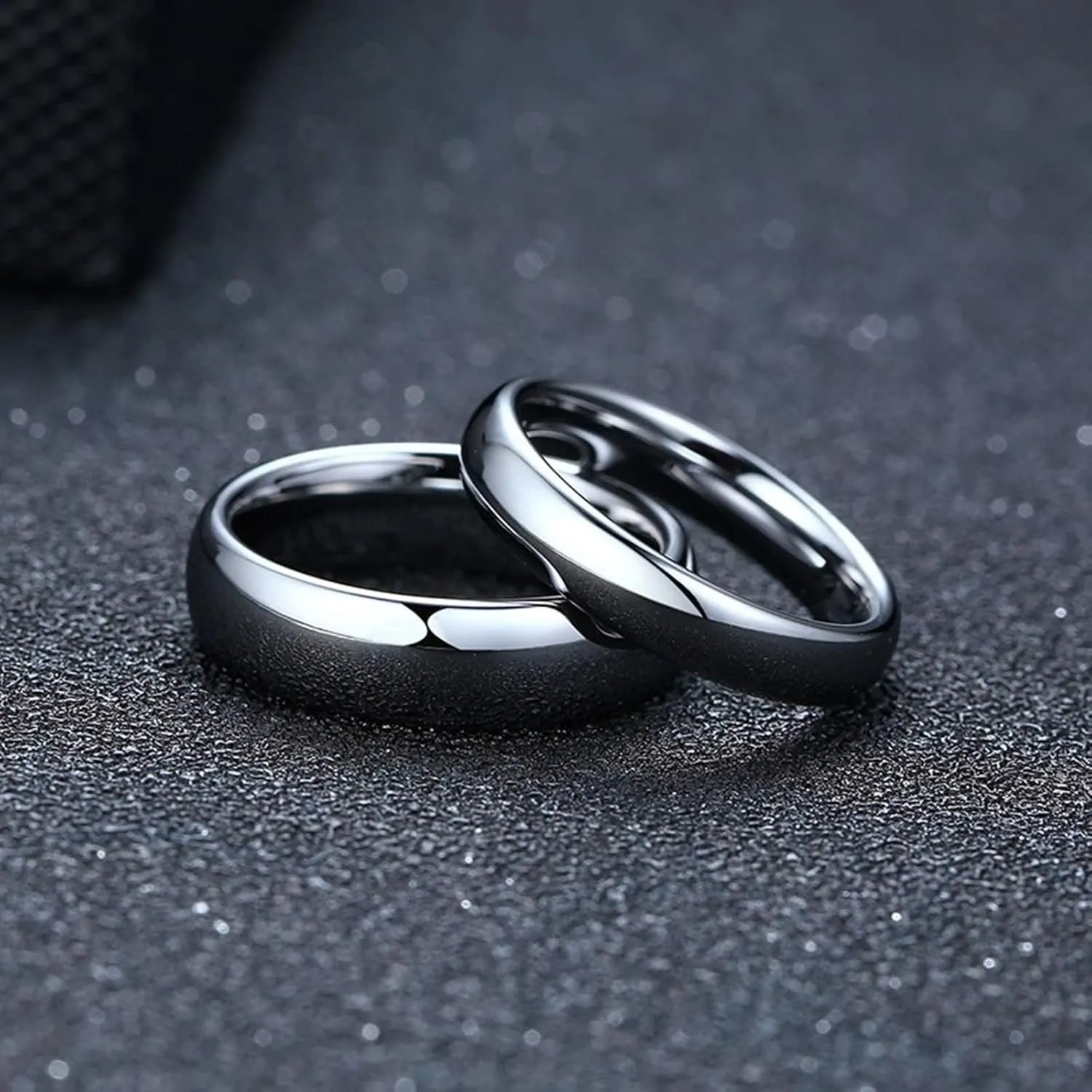 Promise Rings Personalized Engagement Ring Couple,Rings Tungsten Wedding 3/6MM Silver Ring with Polished Round Couple Promise Rings