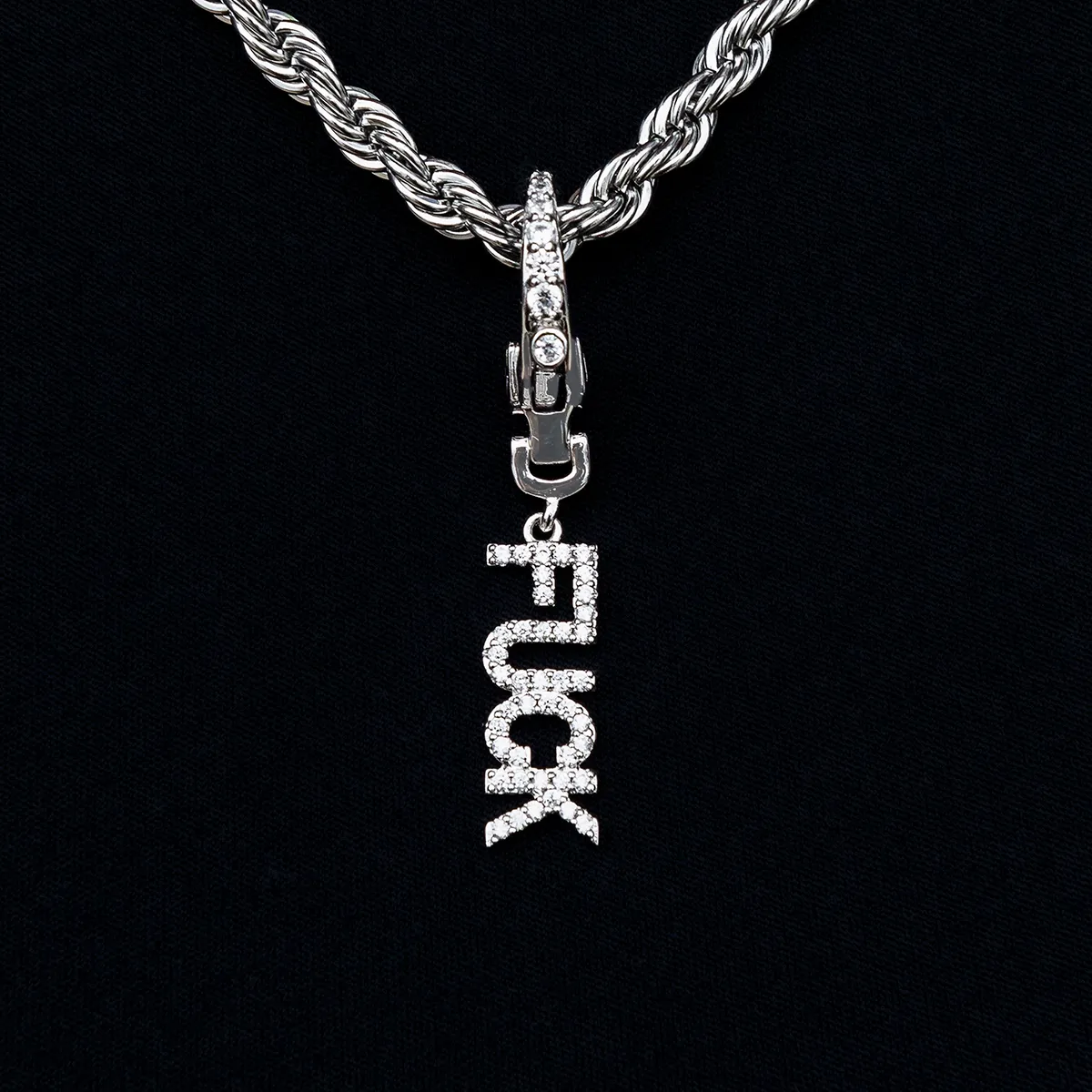 "Fuck" Clip On Pendant in White Gold